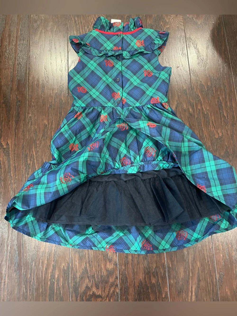 Janie And Jack holiday dress green tartan plaid pattern Girls Size 7 NEW